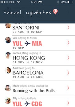iOS App Travel Flights list