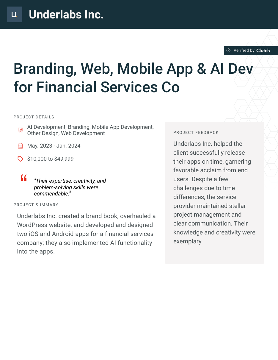 First page of the financial services case study PDF