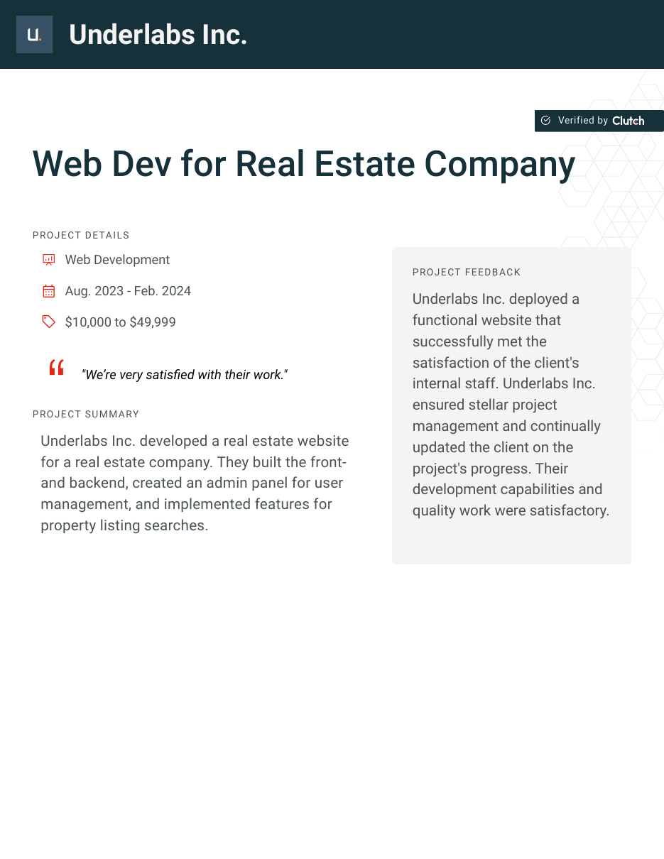 First page of the real estate case study PDF