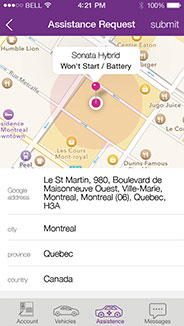 iPhone & Android App pour Car road side Location