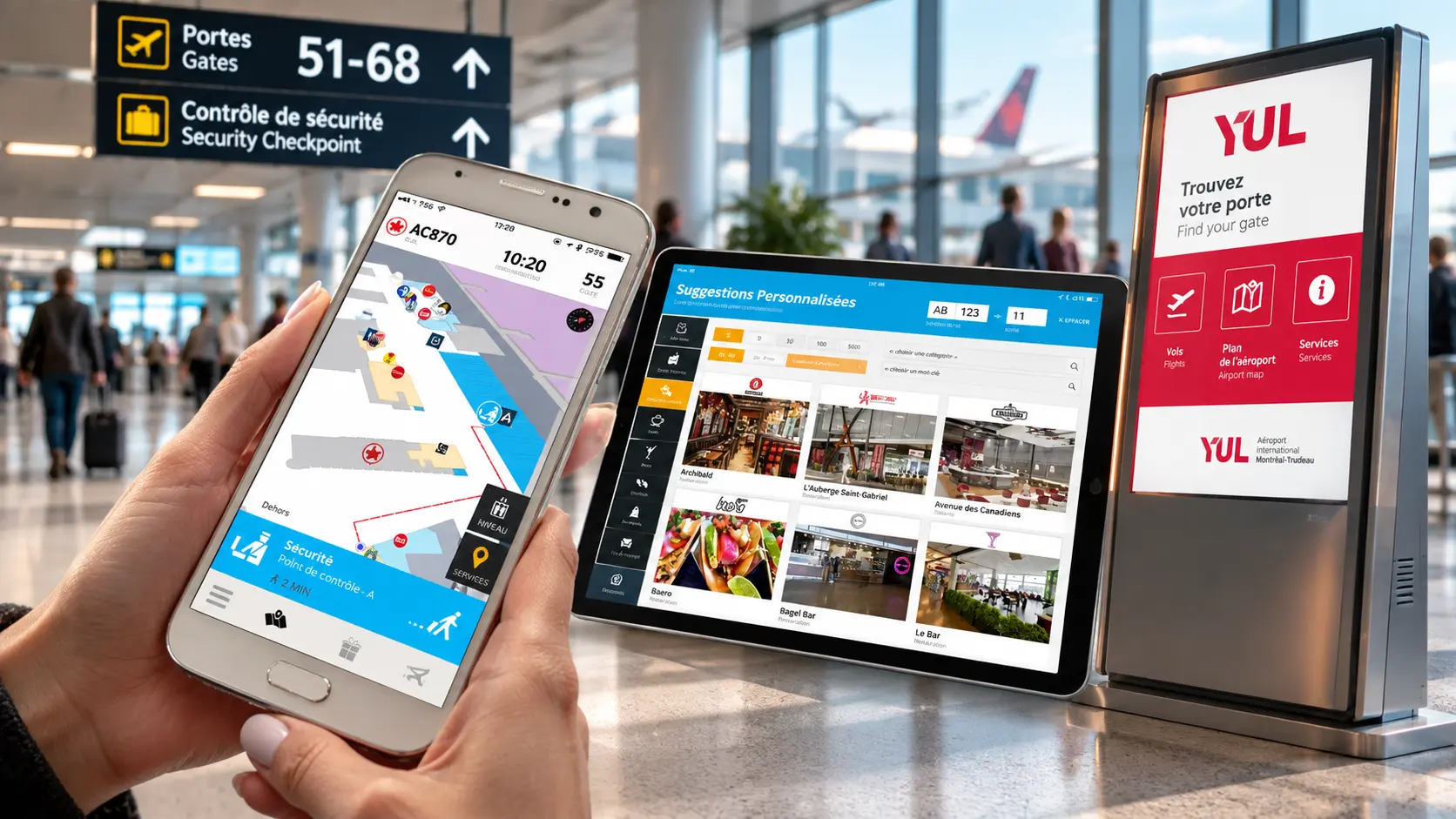 YULi ecosystem: passenger navigation, content tooling and airport kiosk